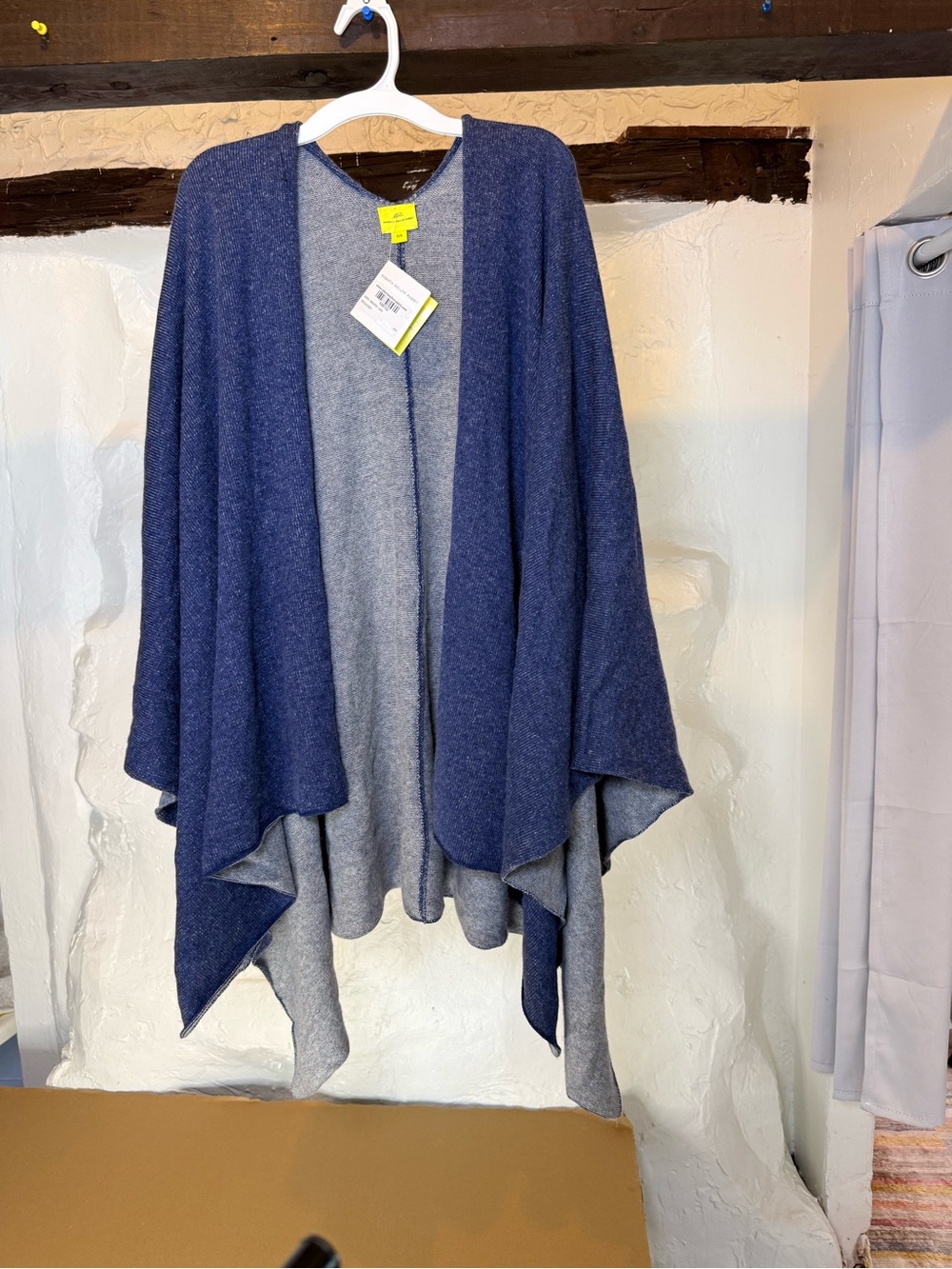 Roberta Roller Rabbit Reversible Wrap Poncho in Navy and Gray